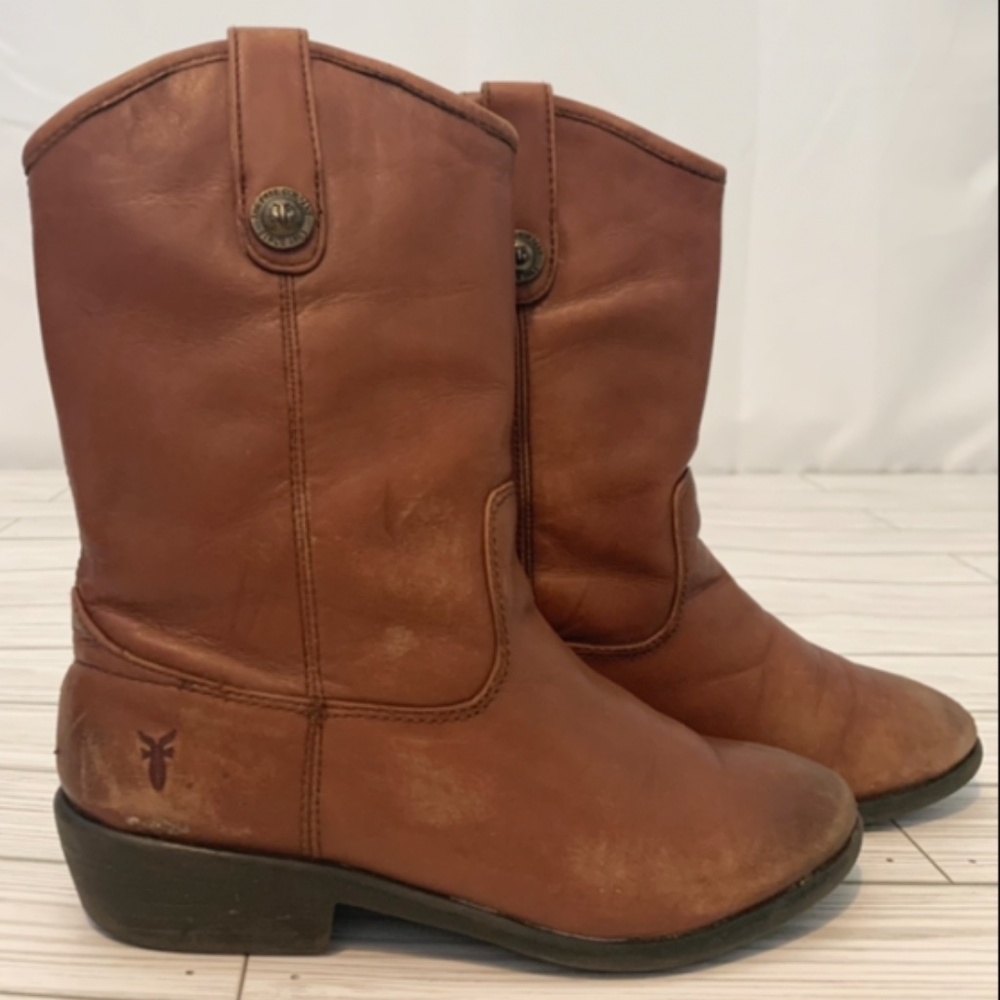 Frye Melissa Button Leather Western Boots Boys Size 2